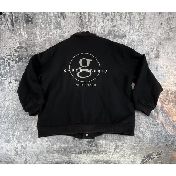 Vtg 90s Y2K Garth Brooks World Tour Black Wool Varsity Jacket XL Made In USA - Picture 3 of 5